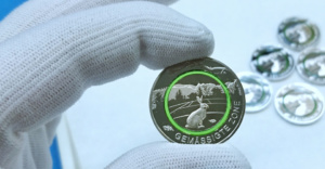 Grüne 5-Euro-Sammlermünze 2019"Gemäßigte Zone" mit Polymerring angeprägt